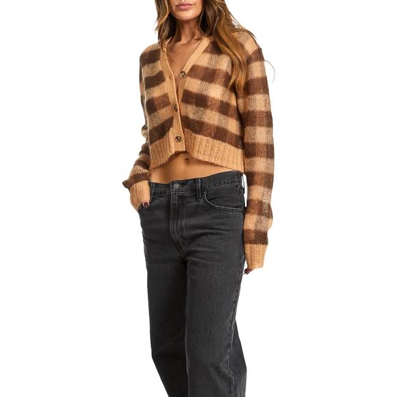 NEW ACNE STUDIOS cropped cardigan in light brown/dark brown - Picture 2 of 4